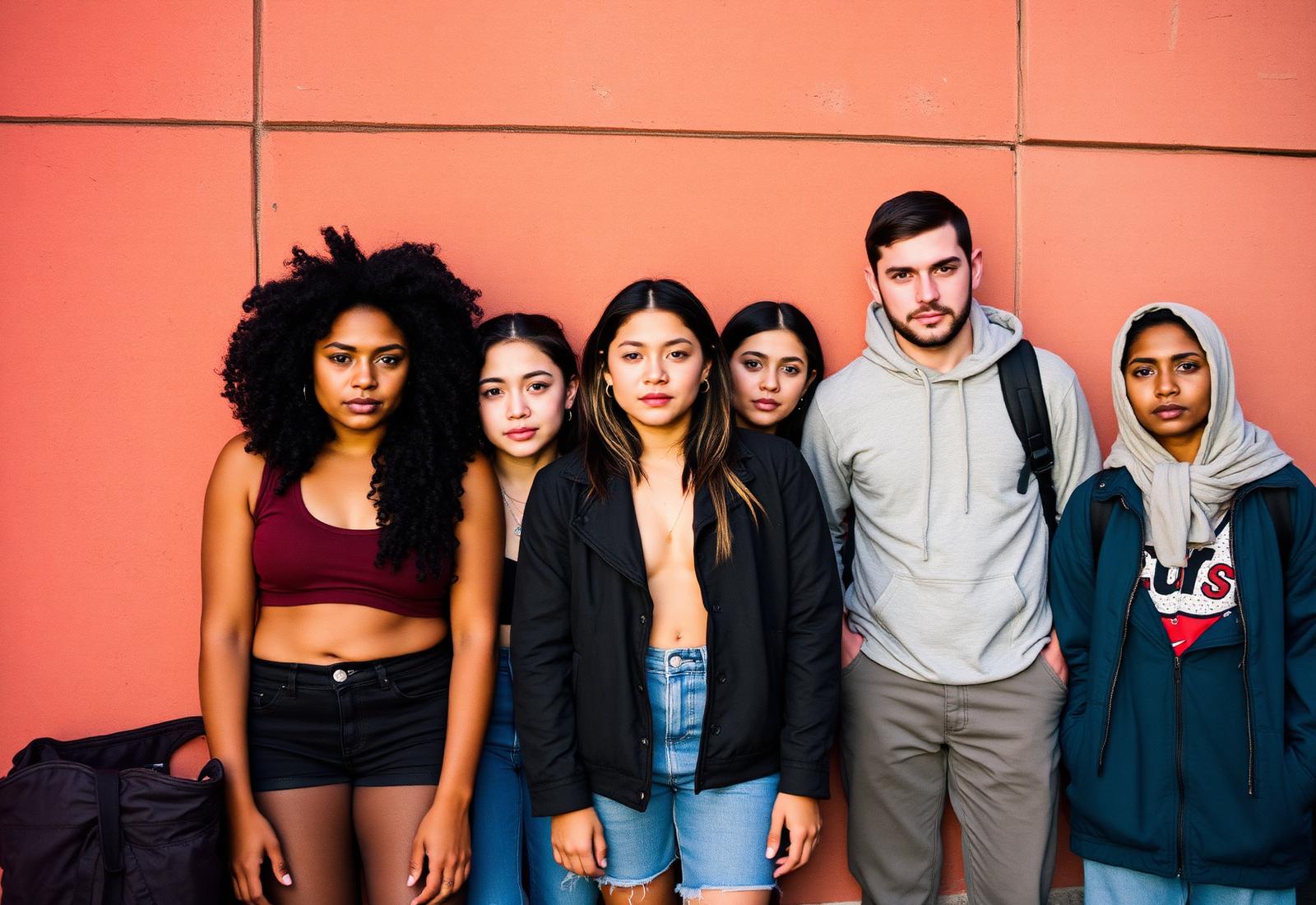 A diverse group of young adults standing together